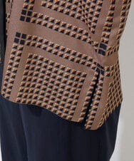 PHBGD14290 GEORGES RECH(小さいサイズ)(メゾン ドゥ サンク)  [日本製/セットアップ対応]ジオメトリックスカーフ柄ブラウス ベージュ系