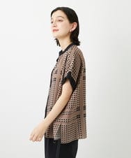 PHBGD14290 GEORGES RECH(小さいサイズ)(メゾン ドゥ サンク)  [日本製/セットアップ対応]ジオメトリックスカーフ柄ブラウス ベージュ系