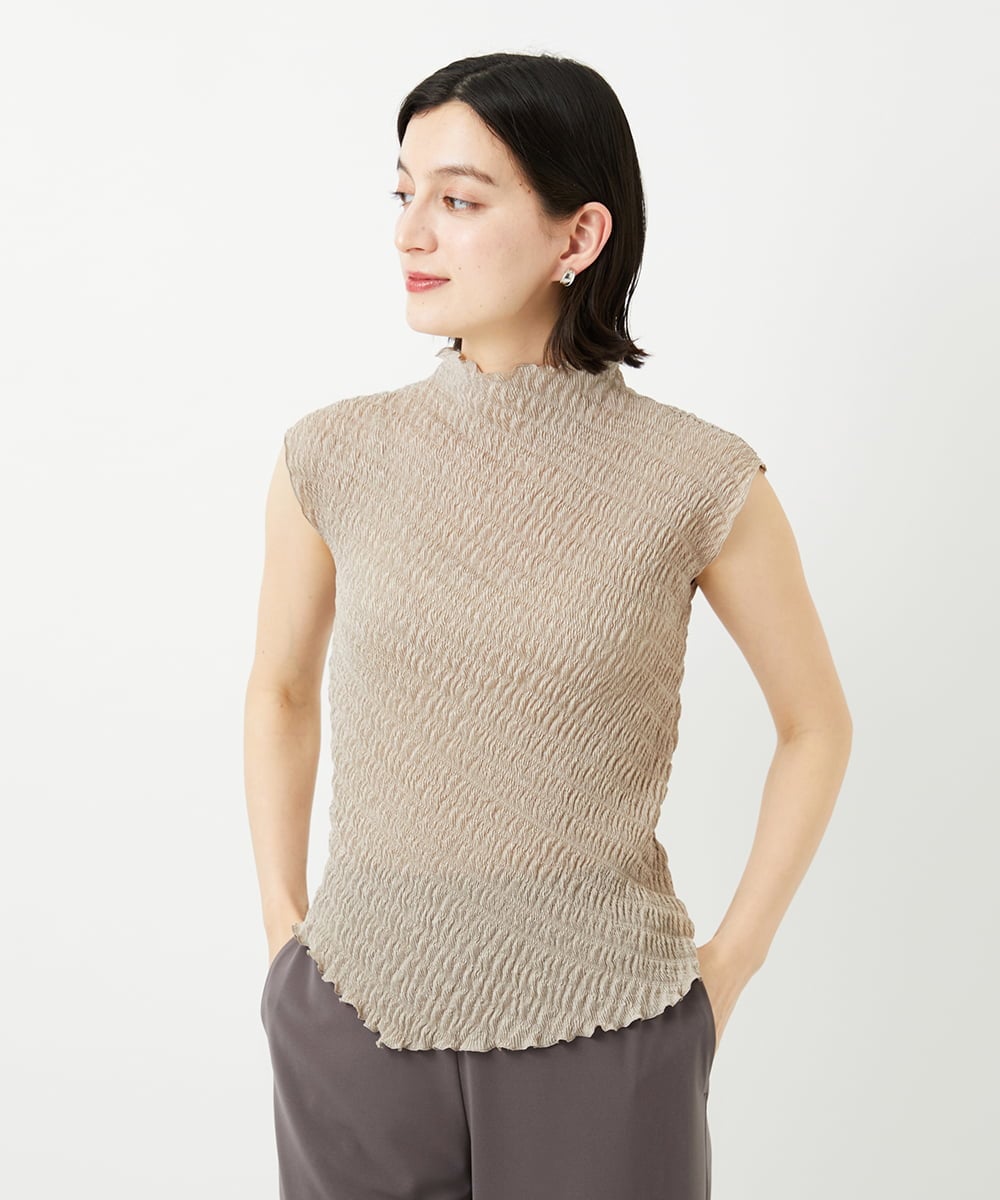 PHBGD20230 GEORGES RECH(小さいサイズ)(メゾン ドゥ サンク) プリーツフレンチスリーブプルオーバー ベージュ