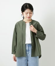 PHBGD22290 GEORGES RECH(小さいサイズ)(メゾン ドゥ サンク) アイレット刺繡8分袖ブラウス ライトブルー