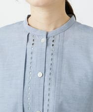 PHBGD22290 GEORGES RECH(小さいサイズ)(メゾン ドゥ サンク) アイレット刺繡8分袖ブラウス ライトブルー