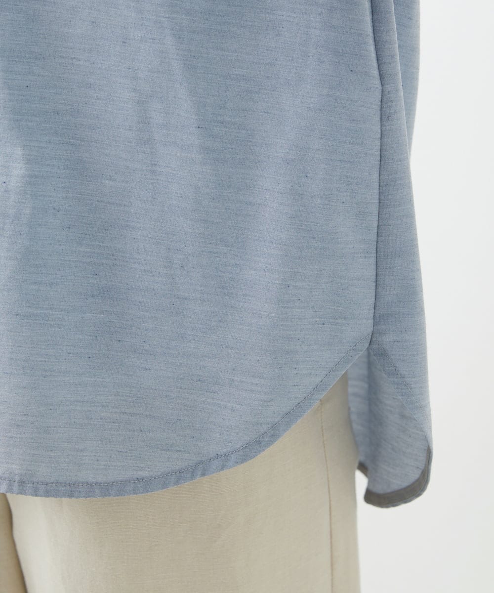 PHBGD22290 GEORGES RECH(小さいサイズ)(メゾン ドゥ サンク) アイレット刺繡8分袖ブラウス ライトブルー