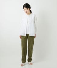 PHBGD22290 GEORGES RECH(小さいサイズ)(メゾン ドゥ サンク) アイレット刺繡8分袖ブラウス ライトブルー