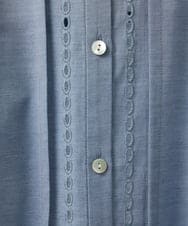 PHBGD22290 GEORGES RECH(小さいサイズ)(メゾン ドゥ サンク) アイレット刺繡8分袖ブラウス ライトブルー