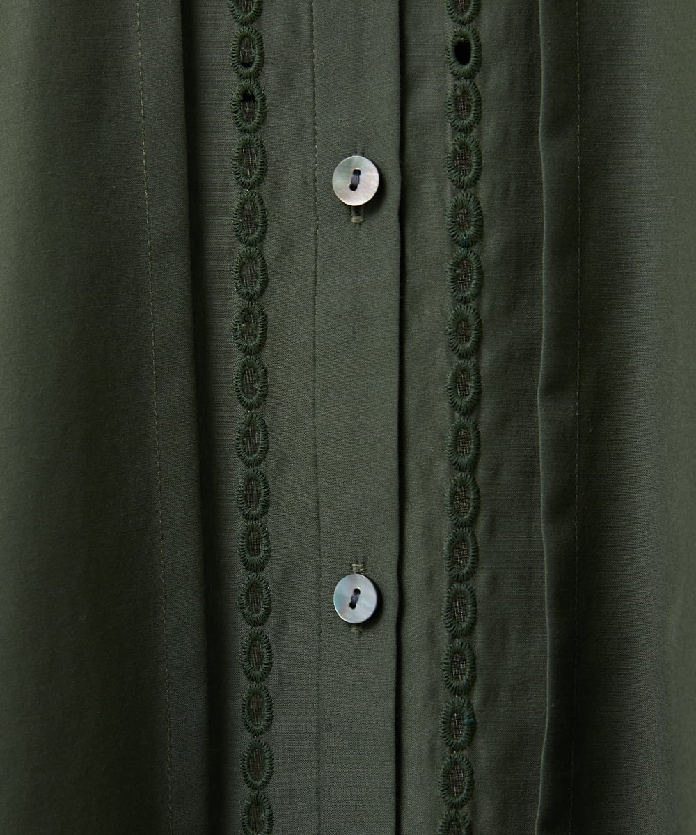 PHBGD22290 GEORGES RECH(小さいサイズ)(メゾン ドゥ サンク) アイレット刺繡8分袖ブラウス ライトブルー