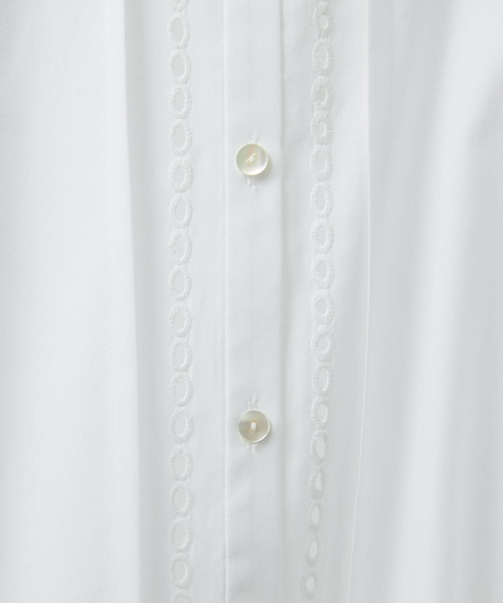 PHBGD22290 GEORGES RECH(小さいサイズ)(メゾン ドゥ サンク) アイレット刺繡8分袖ブラウス ライトブルー