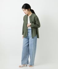 PHBGD22290 GEORGES RECH(小さいサイズ)(メゾン ドゥ サンク) アイレット刺繡8分袖ブラウス ライトブルー