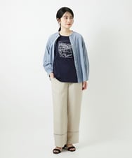 PHBGD22290 GEORGES RECH(小さいサイズ)(メゾン ドゥ サンク) アイレット刺繡8分袖ブラウス ライトブルー