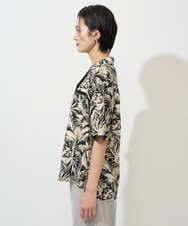 PHBGD32270 GEORGES RECH(小さいサイズ)(メゾン ドゥ サンク) リーフプリントオープンカラーシャツ ブラック系