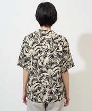 PHBGD32270 GEORGES RECH(小さいサイズ)(メゾン ドゥ サンク) リーフプリントオープンカラーシャツ ブラック系