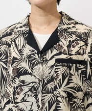 PHBGD32270 GEORGES RECH(小さいサイズ)(メゾン ドゥ サンク) リーフプリントオープンカラーシャツ ブラック系