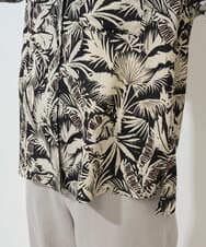 PHBGD32270 GEORGES RECH(小さいサイズ)(メゾン ドゥ サンク) リーフプリントオープンカラーシャツ ブラック系