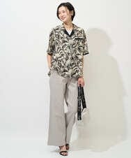 PHBGD32270 GEORGES RECH(小さいサイズ)(メゾン ドゥ サンク) リーフプリントオープンカラーシャツ ブラック系