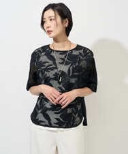 PHBGD37290 GEORGES RECH(小さいサイズ)(メゾン ドゥ サンク) メッシュアップリケドルマンスリーブブラウス ブラック