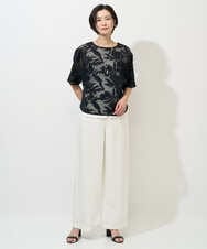 PHBGD37290 GEORGES RECH(小さいサイズ)(メゾン ドゥ サンク) メッシュアップリケドルマンスリーブブラウス ブラック