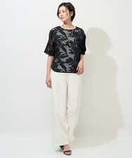 PHBGD37290 GEORGES RECH(小さいサイズ)(メゾン ドゥ サンク) メッシュアップリケドルマンスリーブブラウス ブラック