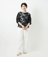 PHBGD37290 GEORGES RECH(小さいサイズ)(メゾン ドゥ サンク) メッシュアップリケドルマンスリーブブラウス ブラック