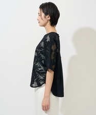 PHBGD37290 GEORGES RECH(小さいサイズ)(メゾン ドゥ サンク) メッシュアップリケドルマンスリーブブラウス ブラック