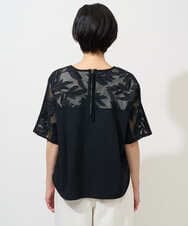 PHBGD37290 GEORGES RECH(小さいサイズ)(メゾン ドゥ サンク) メッシュアップリケドルマンスリーブブラウス ブラック