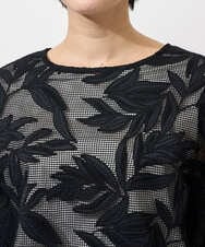 PHBGD37290 GEORGES RECH(小さいサイズ)(メゾン ドゥ サンク) メッシュアップリケドルマンスリーブブラウス ブラック