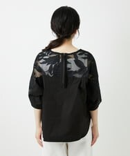 PHBGD37290 GEORGES RECH(小さいサイズ)(メゾン ドゥ サンク) メッシュアップリケドルマンスリーブブラウス ブラック