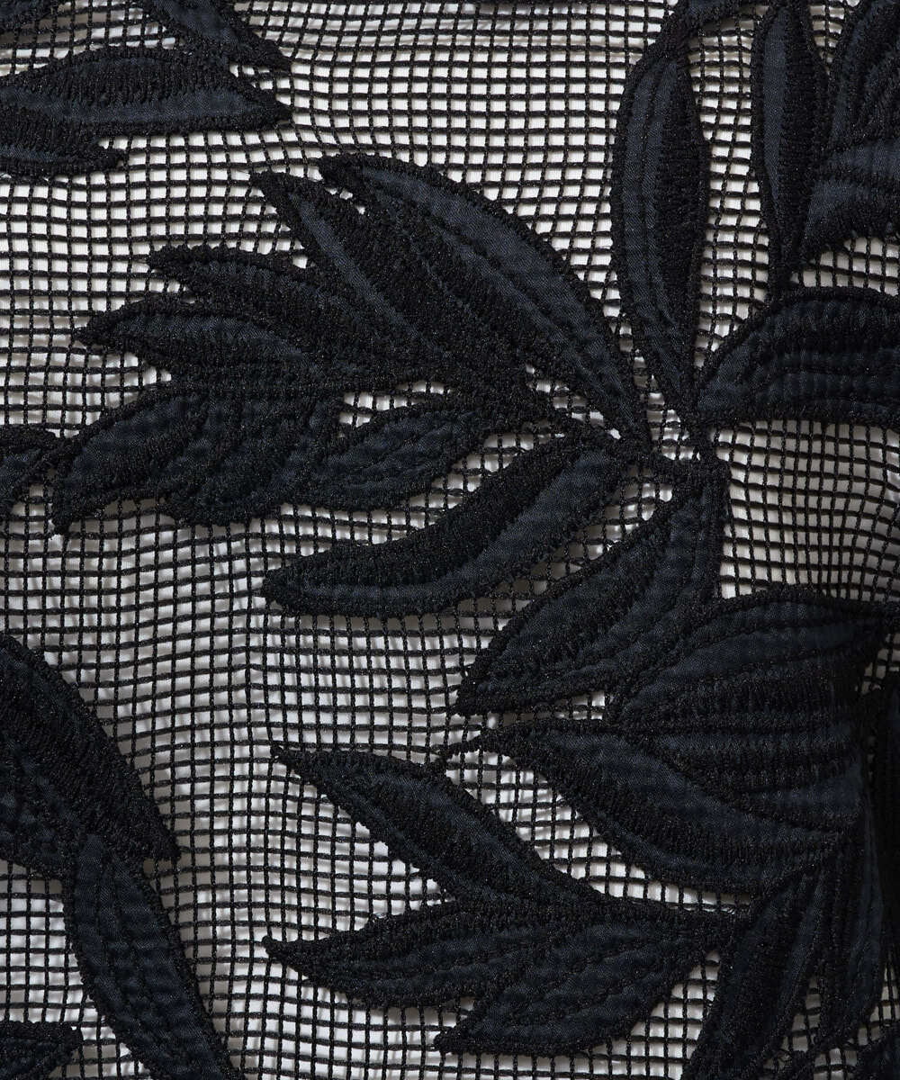 PHBGD37290 GEORGES RECH(小さいサイズ)(メゾン ドゥ サンク) メッシュアップリケドルマンスリーブブラウス ブラック