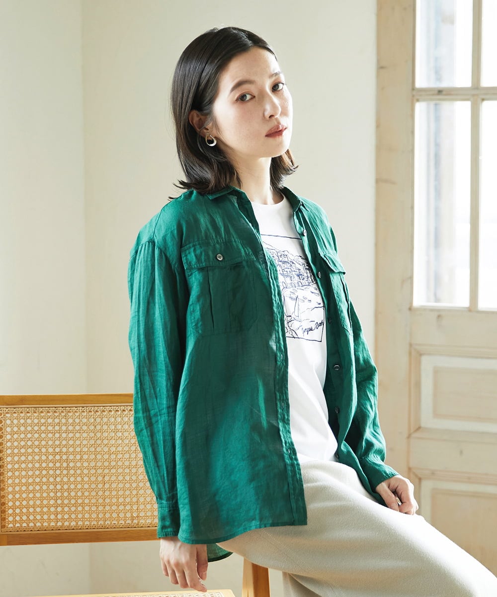 PHBGD39290 GEORGES RECH(小さいサイズ) シアーリネンサファリシャツ