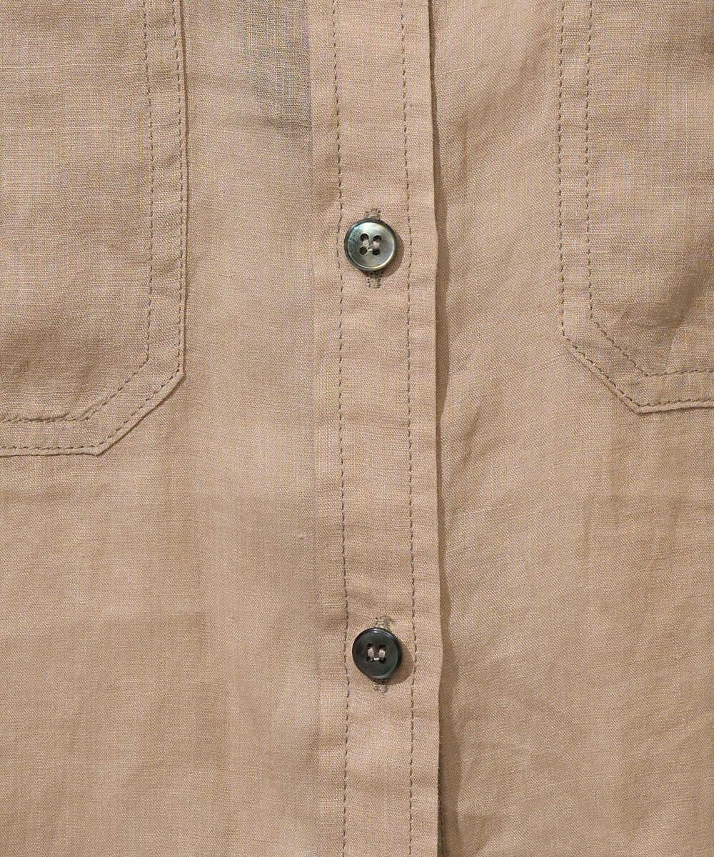 PHBGD39290 GEORGES RECH(小さいサイズ)(メゾン ドゥ サンク) シアーリネンサファリシャツ グリーン