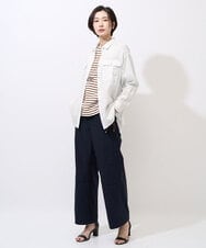 PHBGD39290 GEORGES RECH(小さいサイズ)(メゾン ドゥ サンク) シアーリネンサファリシャツ グリーン