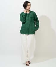 PHBGD39290 GEORGES RECH(小さいサイズ)(メゾン ドゥ サンク) シアーリネンサファリシャツ グリーン