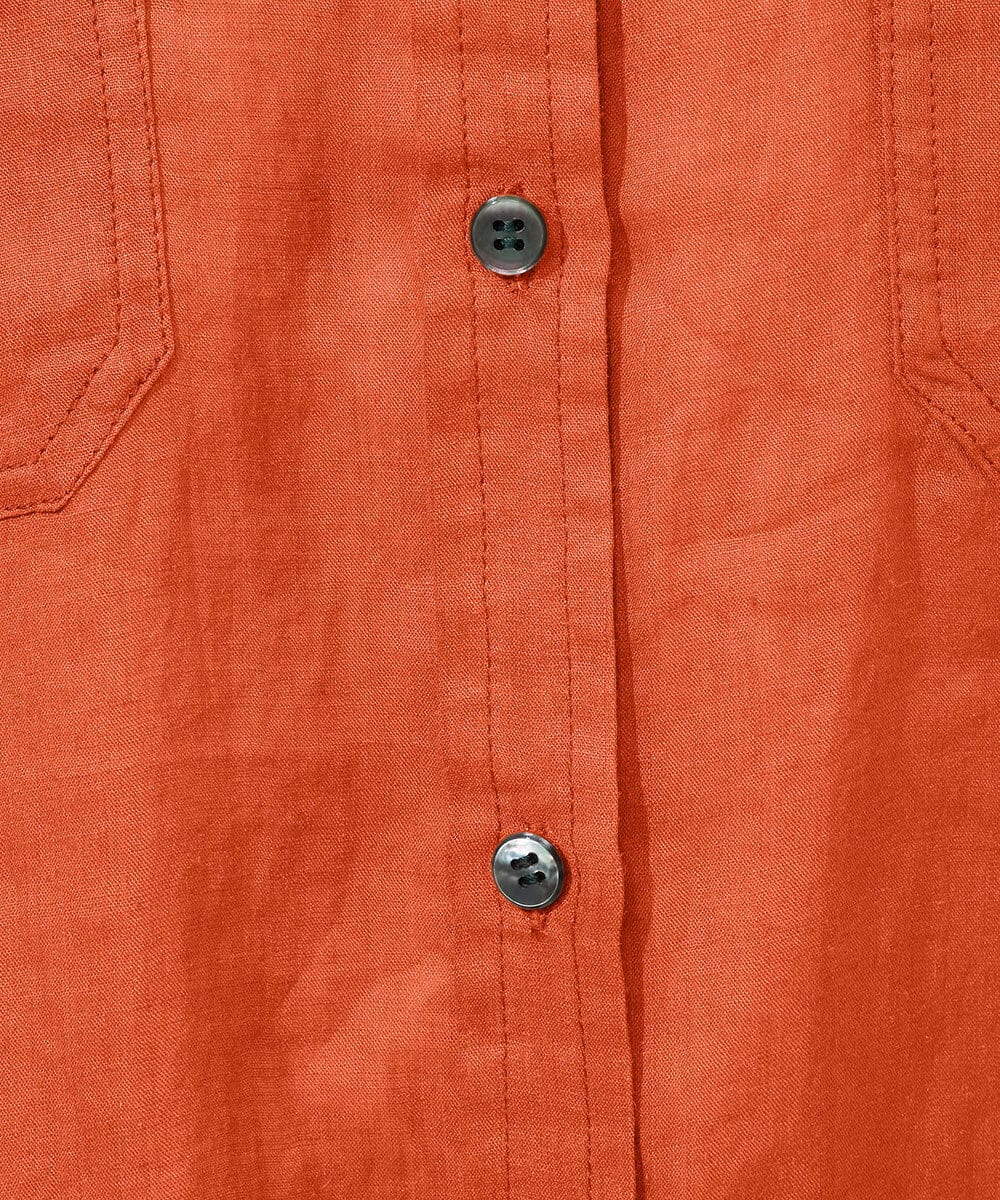 PHBGD39290 GEORGES RECH(小さいサイズ)(メゾン ドゥ サンク) シアーリネンサファリシャツ グリーン