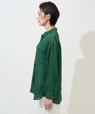 PHBGD39290 GEORGES RECH(小さいサイズ)(メゾン ドゥ サンク) シアーリネンサファリシャツ グリーン