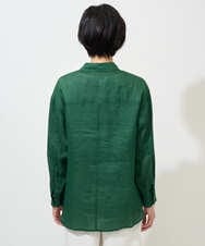 PHBGD39290 GEORGES RECH(小さいサイズ)(メゾン ドゥ サンク) シアーリネンサファリシャツ グリーン