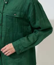PHBGD39290 GEORGES RECH(小さいサイズ)(メゾン ドゥ サンク) シアーリネンサファリシャツ グリーン