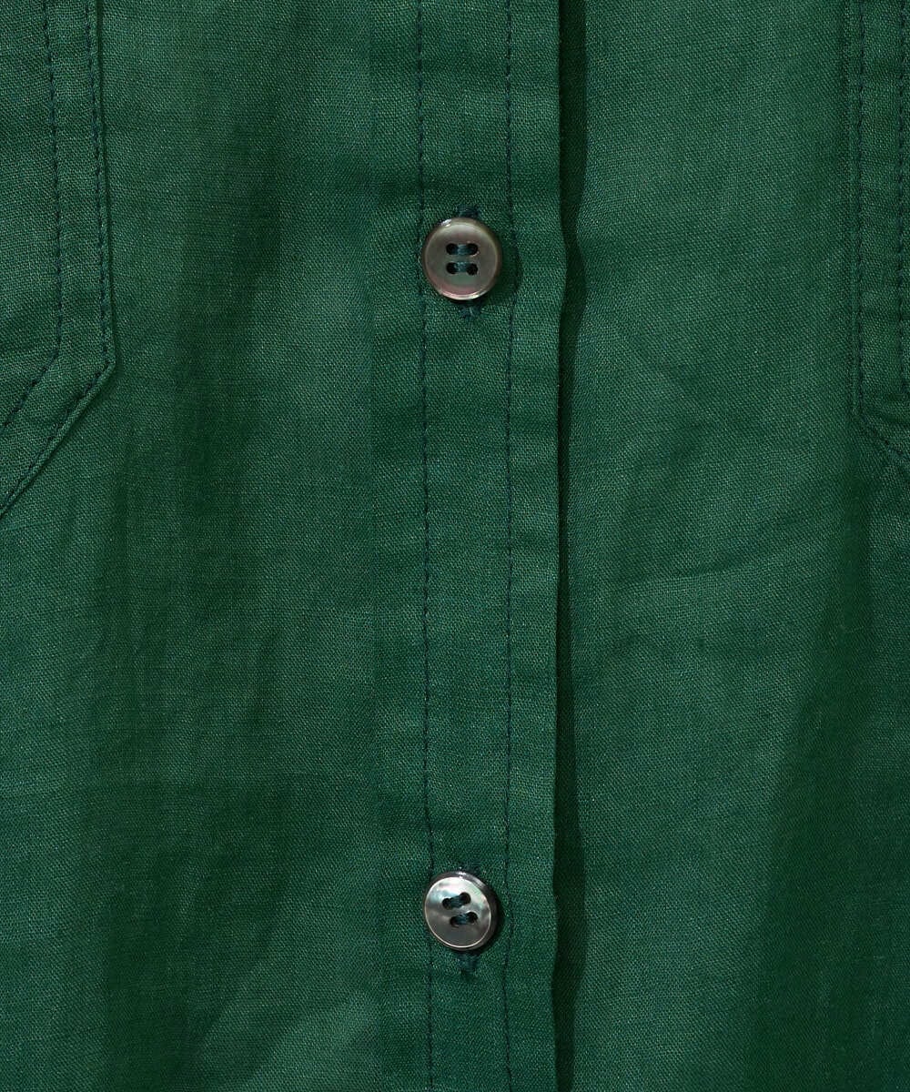 PHBGD39290 GEORGES RECH(小さいサイズ)(メゾン ドゥ サンク) シアーリネンサファリシャツ グリーン