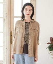 PHBGD39290 GEORGES RECH(小さいサイズ)(メゾン ドゥ サンク) シアーリネンサファリシャツ ベージュ