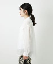 PHBGD39290 GEORGES RECH(小さいサイズ)(メゾン ドゥ サンク) シアーリネンサファリシャツ ホワイト