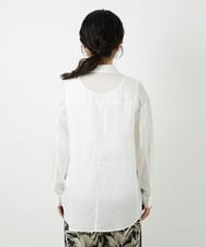 PHBGD39290 GEORGES RECH(小さいサイズ)(メゾン ドゥ サンク) シアーリネンサファリシャツ ホワイト