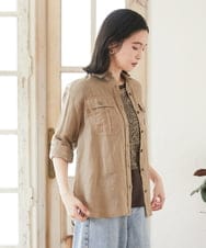 PHBGD39290 GEORGES RECH(小さいサイズ)(メゾン ドゥ サンク) シアーリネンサファリシャツ ホワイト