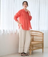 PHBGD39290 GEORGES RECH(小さいサイズ)(メゾン ドゥ サンク) シアーリネンサファリシャツ ホワイト