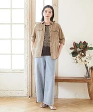 PHBGD39290 GEORGES RECH(小さいサイズ)(メゾン ドゥ サンク) シアーリネンサファリシャツ ホワイト