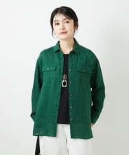 PHBGD39290 GEORGES RECH(小さいサイズ)(メゾン ドゥ サンク) シアーリネンサファリシャツ ホワイト