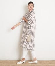 PHBGS06360 GEORGES RECH(小さいサイズ)(メゾン ドゥ サンク)  [日本製]ストライプロングシャツ レッド系
