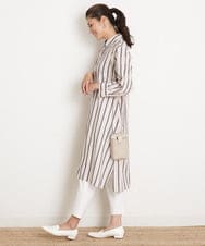PHBGS06360 GEORGES RECH(小さいサイズ)(メゾン ドゥ サンク)  [日本製]ストライプロングシャツ レッド系