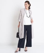 PHBGS06360 GEORGES RECH(小さいサイズ)(メゾン ドゥ サンク)  [日本製]ストライプロングシャツ レッド系