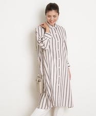 PHBGS06360 GEORGES RECH(小さいサイズ)(メゾン ドゥ サンク)  [日本製]ストライプロングシャツ レッド系