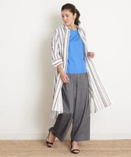 PHBGS06360 GEORGES RECH(小さいサイズ)(メゾン ドゥ サンク)  [日本製]ストライプロングシャツ レッド系