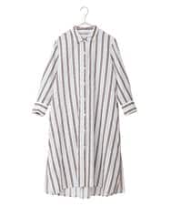 PHBGS06360 GEORGES RECH(小さいサイズ)(メゾン ドゥ サンク)  [日本製]ストライプロングシャツ レッド系