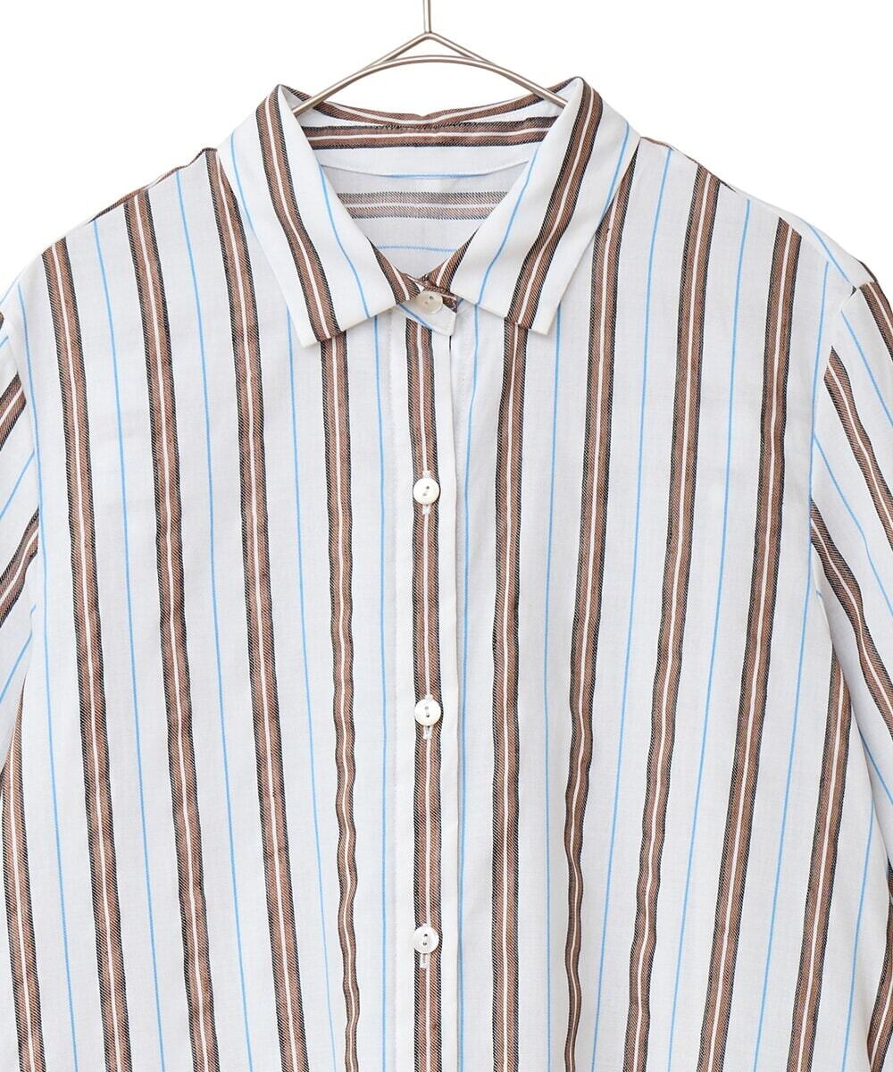 PHBGS06360 GEORGES RECH(小さいサイズ)(メゾン ドゥ サンク)  [日本製]ストライプロングシャツ レッド系