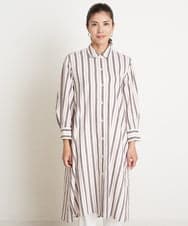 PHBGS06360 GEORGES RECH(小さいサイズ)(メゾン ドゥ サンク)  [日本製]ストライプロングシャツ レッド系